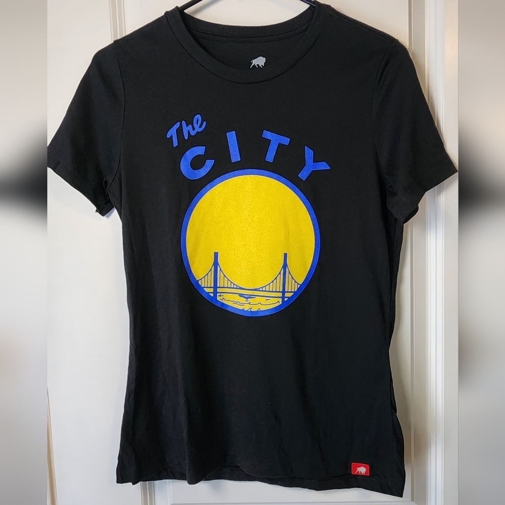 Sportique Golden Sate Warriors Women's The City Logo Black T-Shirt Size Small